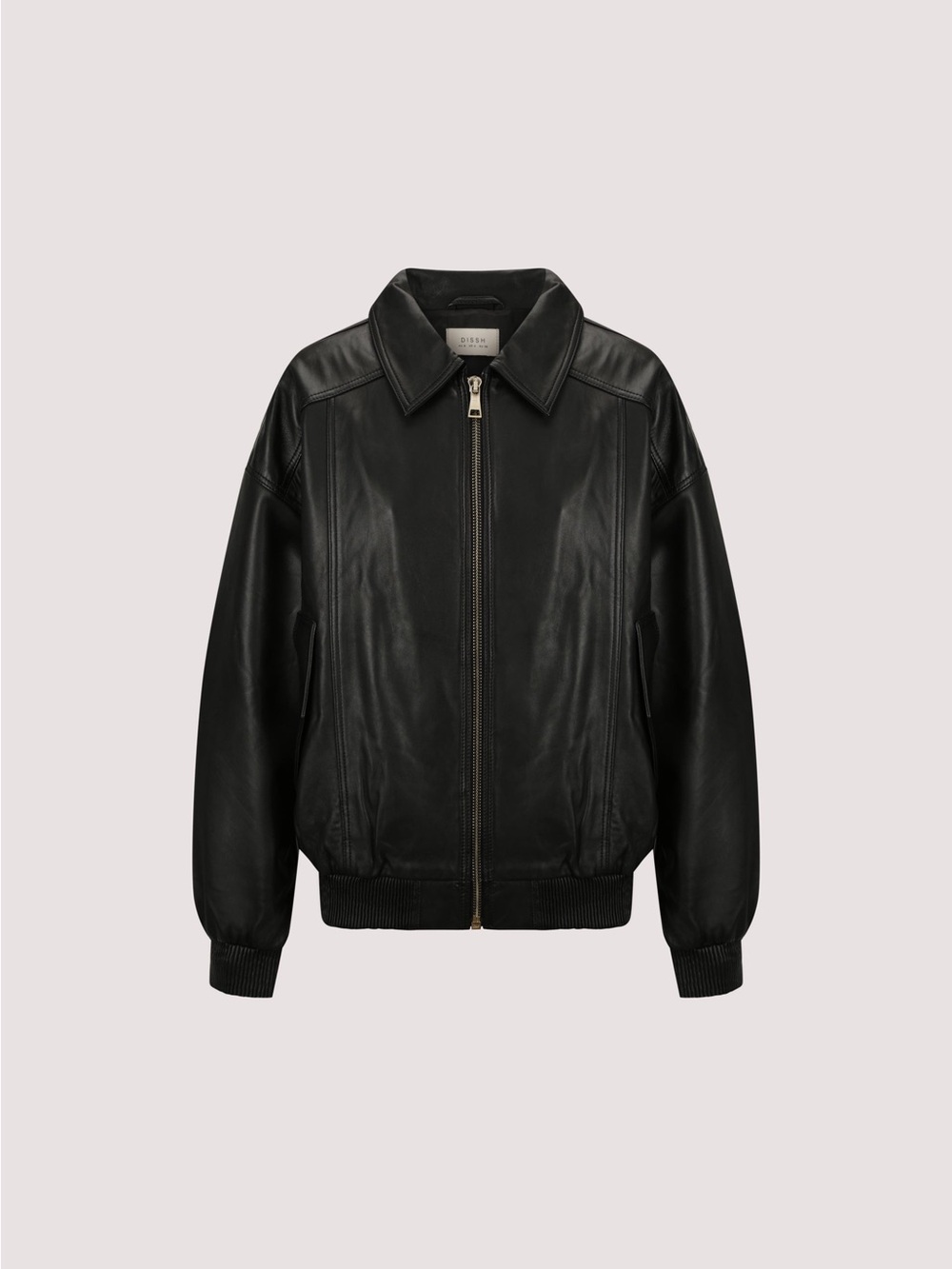 DISSH HUTTON BLACK LEATHER BOMBER JACKET - 6 / BLACK - Picture 2 of 5
